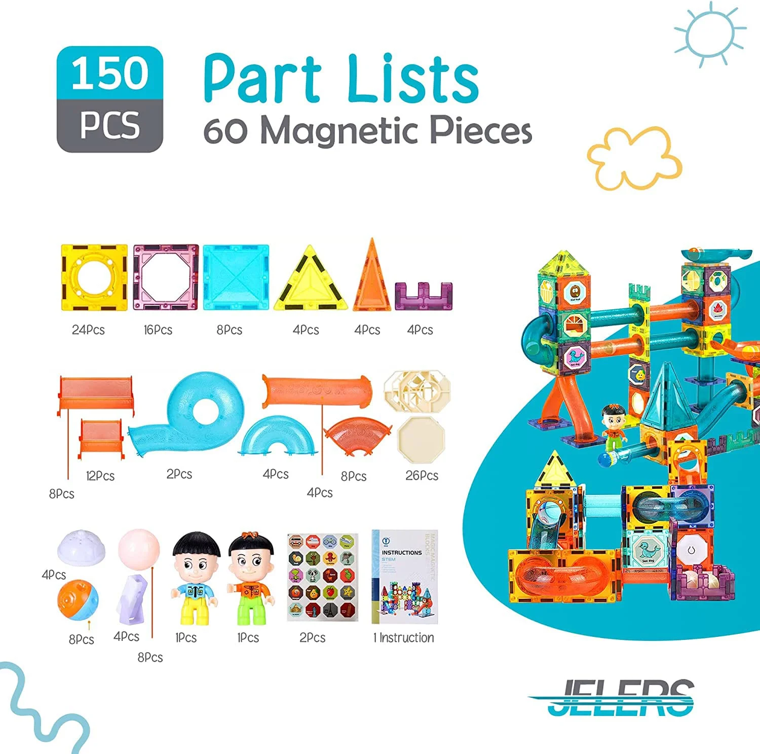 150 Pcs 3D Light Magnetic Building Blocks & Marble Run Track | STEM Toy | Age 3+ - Image 7