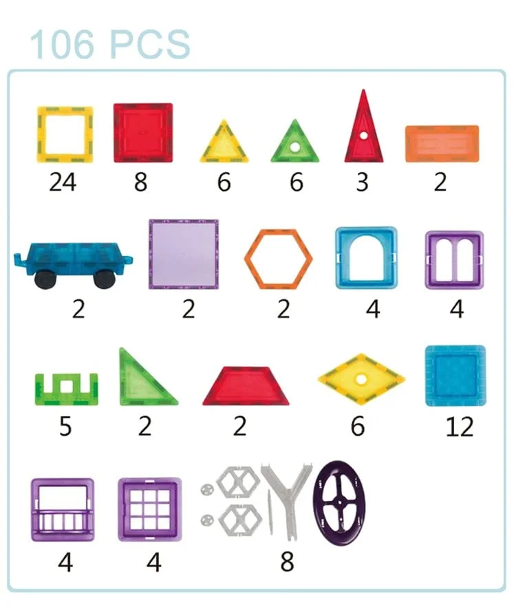 106 Pieces Magnetic Tile Building Blocks - Image 5