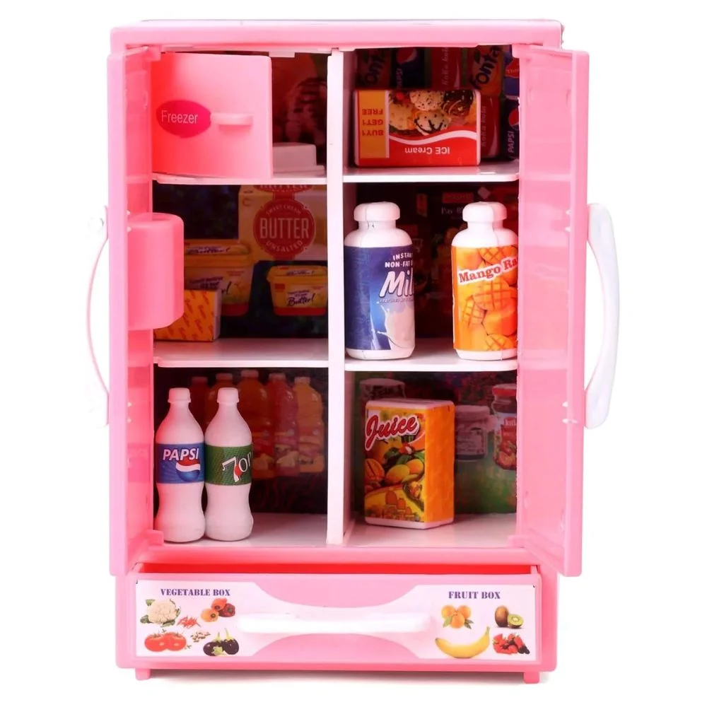 ShopBefikar Plastic Toy Refrigerator Role Play Set – Mini Kitchen Appliance Toy with Accessories - Image 3