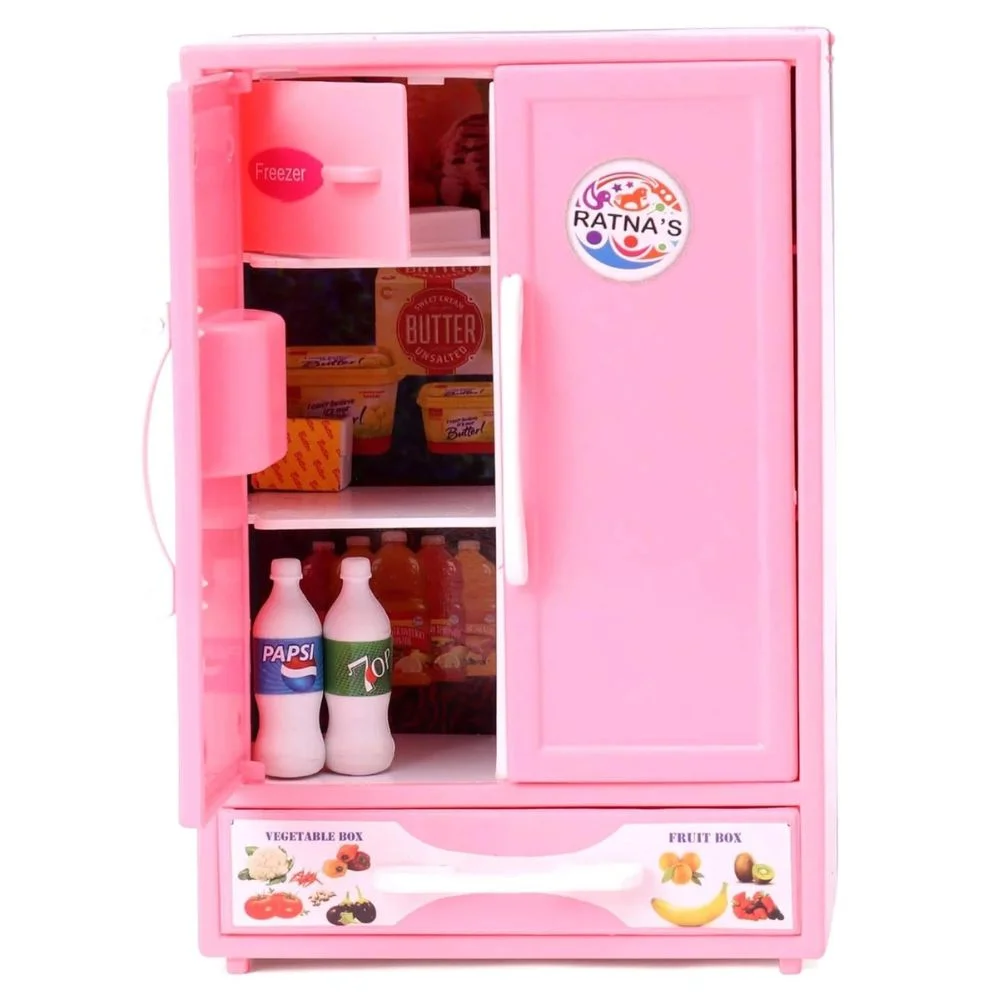 ShopBefikar Plastic Toy Refrigerator Role Play Set – Mini Kitchen Appliance Toy with Accessories - Image 2