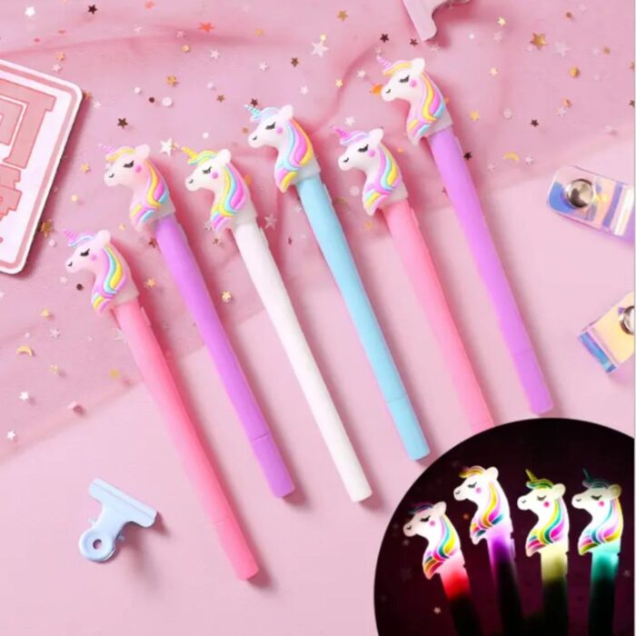 Enchanting Unicorn Design pen with led light