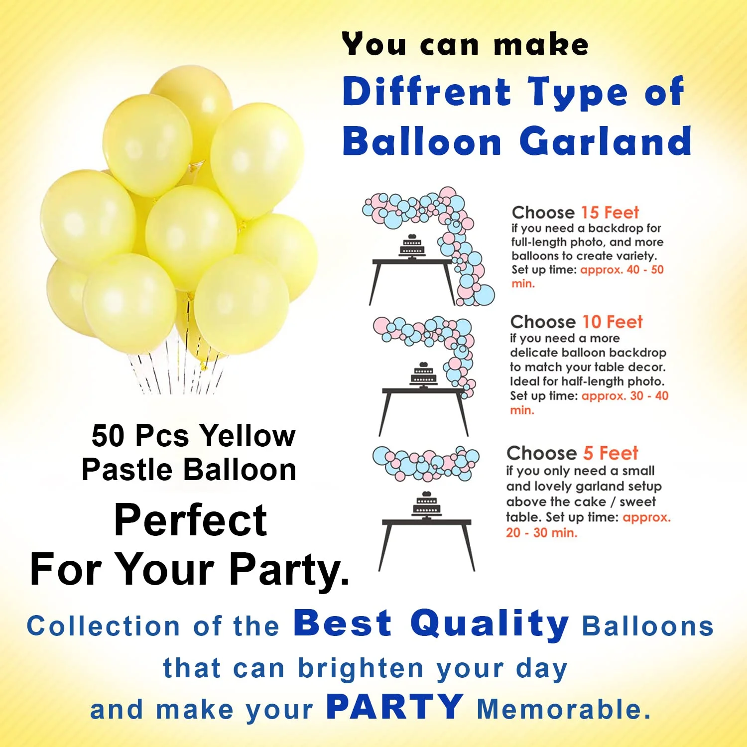 Yellow Pastel Balloons Pack of 50 - Image 5