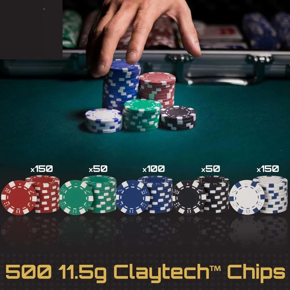 Premium Poker Chip Set 500 Pieces with Aluminum Case | Clay Chips Casino Set | Heavy Weight Poker Set - Image 6