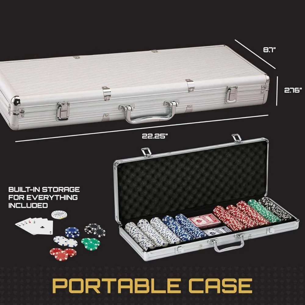 Premium Poker Chip Set 500 Pieces with Aluminum Case | Clay Chips Casino Set | Heavy Weight Poker Set - Image 2