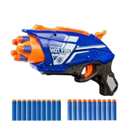 Non Battery Blaze Storm Toy Gun with 10 Foam Bullets & 10 Suction Dart Bullets for Kids | Fun Target Shooting Blaster Gun Toy | Blue Color