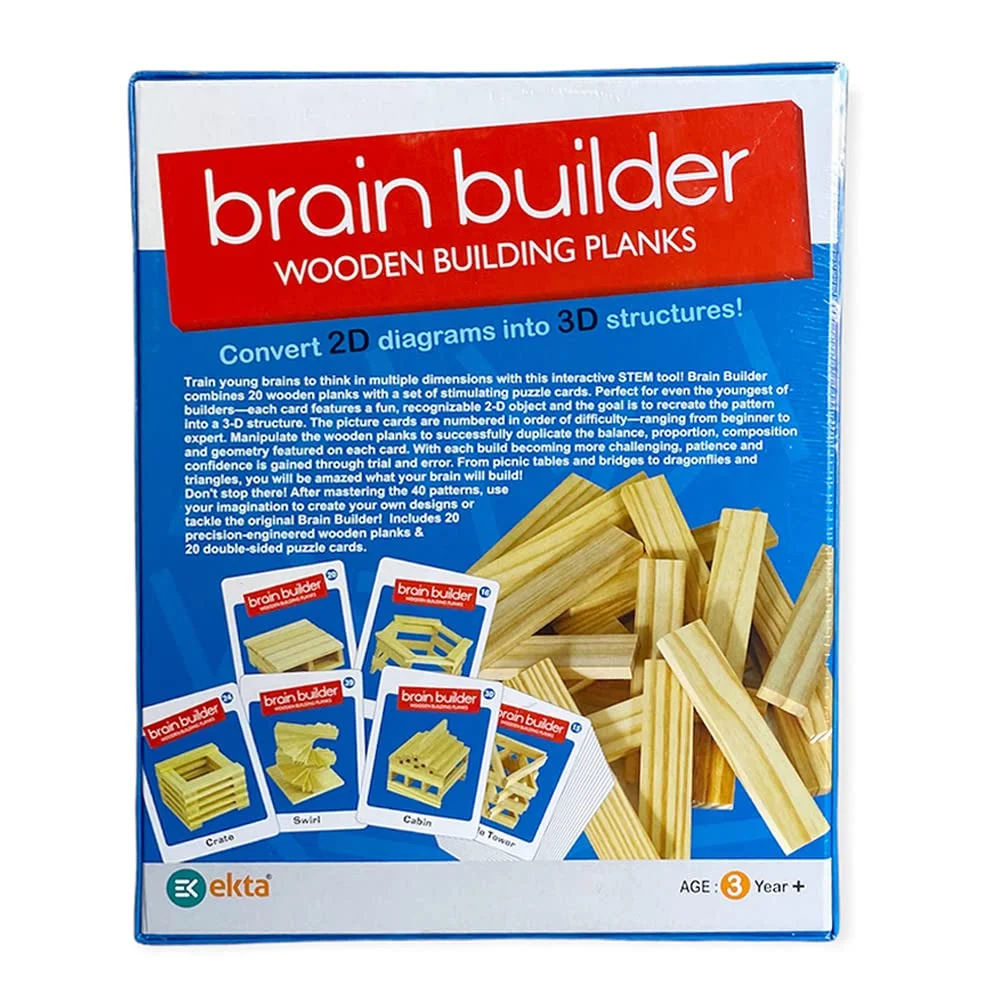 Ekta Brain Builder Wooden Building Planks Set - 3D Puzzles for Kids - Image 2