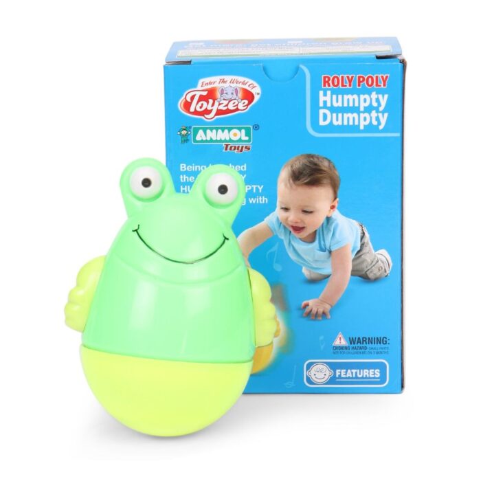 Meet Roly Poly Frogee, your baby's new best friend. This cute wobbly character is all about dancing and having a great time with your child. Simply tap Frogee, and watch the magic happen as it wobbles and activates fun responses that will keep your baby entertained for hours. With the added charm of rattle bead sounds, your little one won't be able to resist the allure of Roly Poly Frogee. It's playtime at its best! Key Features Interactive Play: Roly Poly Frogee loves to engage with your child. Tap Frogee to activate its playful wobbling and fun responses.