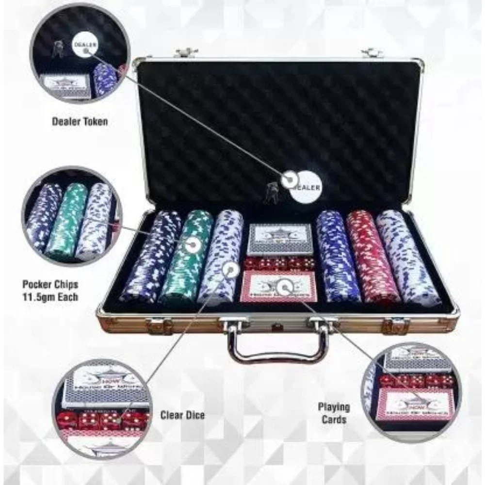 Casino Style 300 Poker Chip Set with Aluminum Case | Complete Poker Night Kit - Image 3