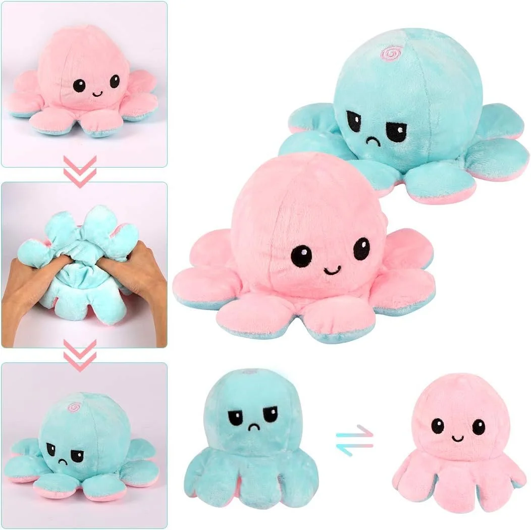 reversable octopus plush toy 3 Reversible Octopus Plush Toy (color may vary) - Image 3