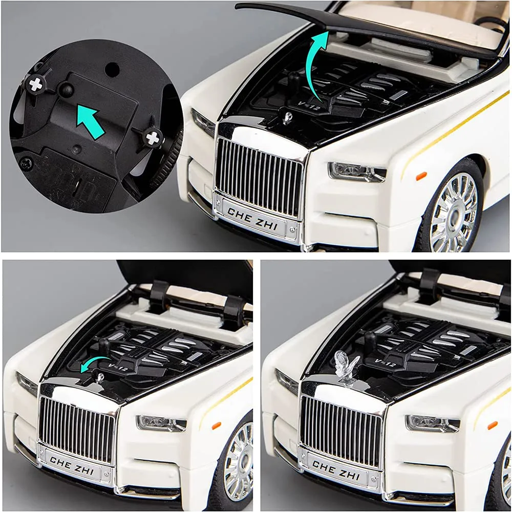 1:24 Diecast Rolls Royce Phantom Toy Car - Sound, Light, & Pull-Back Action - Image 5
