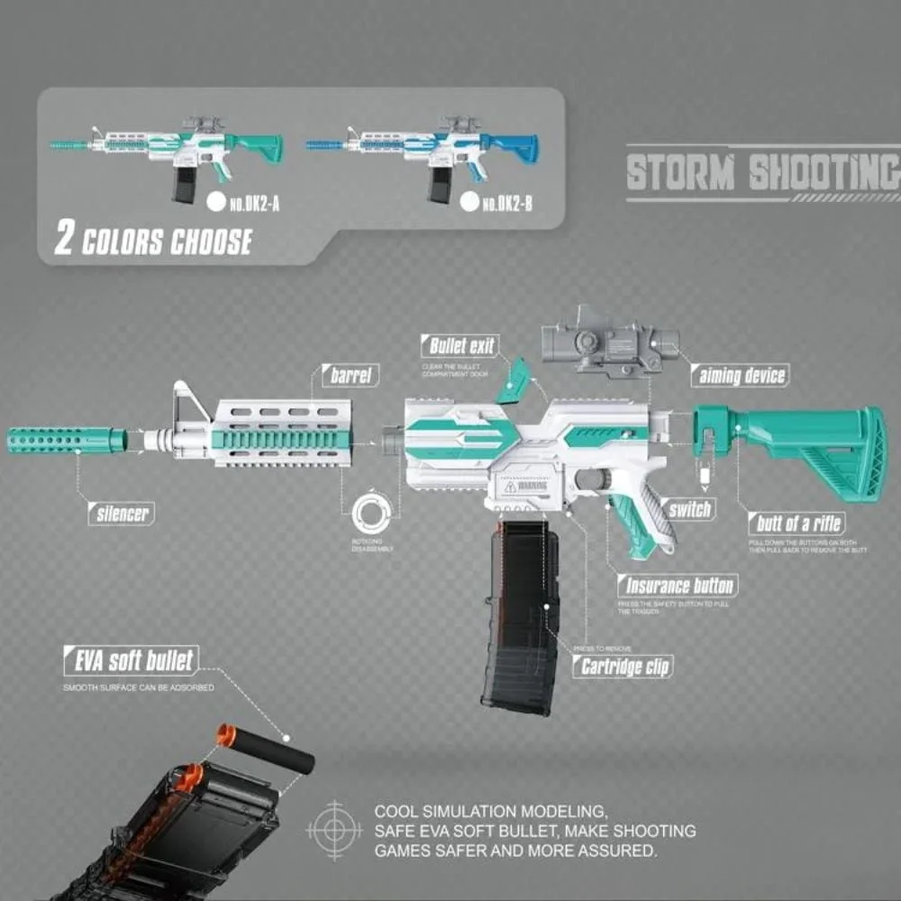 Motorized AK47 Foam Dart Blaster Toy Gun with Scope and 20 Darts (Age 6+) - Image 2