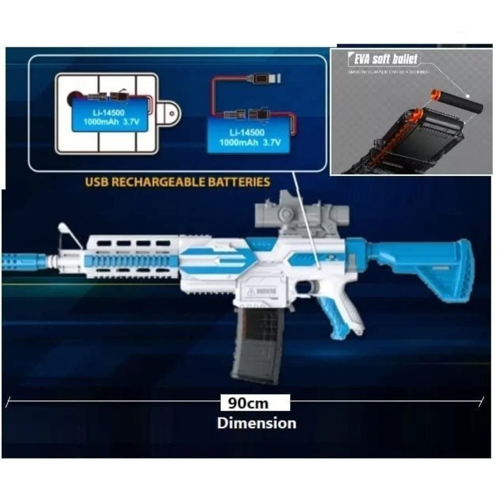 Motorized AK47 Foam Dart Blaster Toy Gun with Scope and 20 Darts (Age 6+) - Image 3