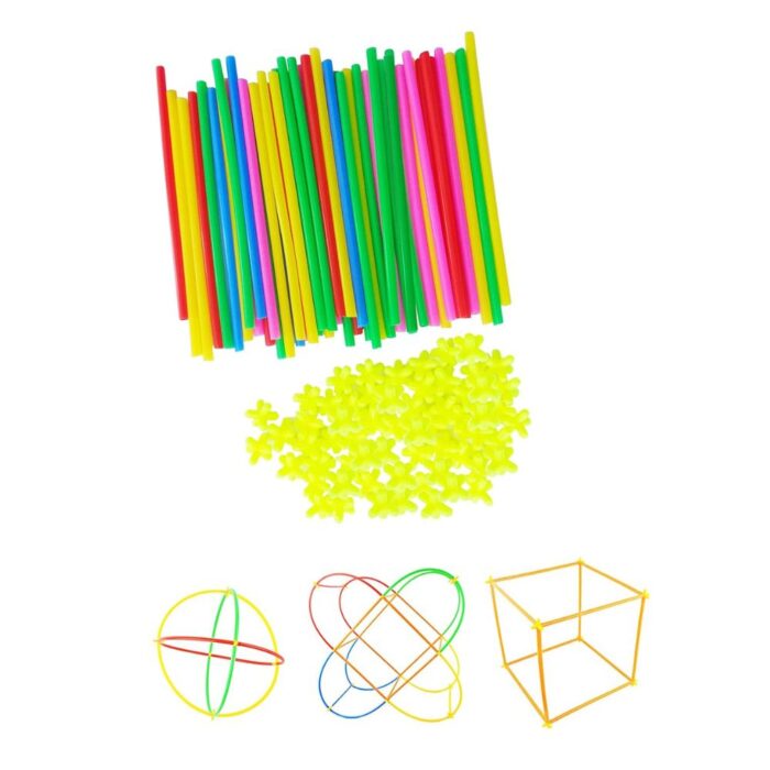 48 Pieces Straw Puzzles Straw Blocks Pipette