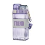 Shopbefikar Kids Dual Straw Water Bottle with Strap - 550ml purple