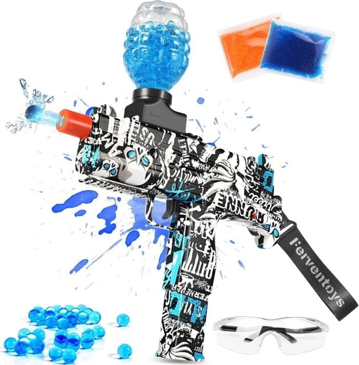 Gel Bead Splatter Blaster Toy - 10,000 Water Balls and Safety Glasses Included