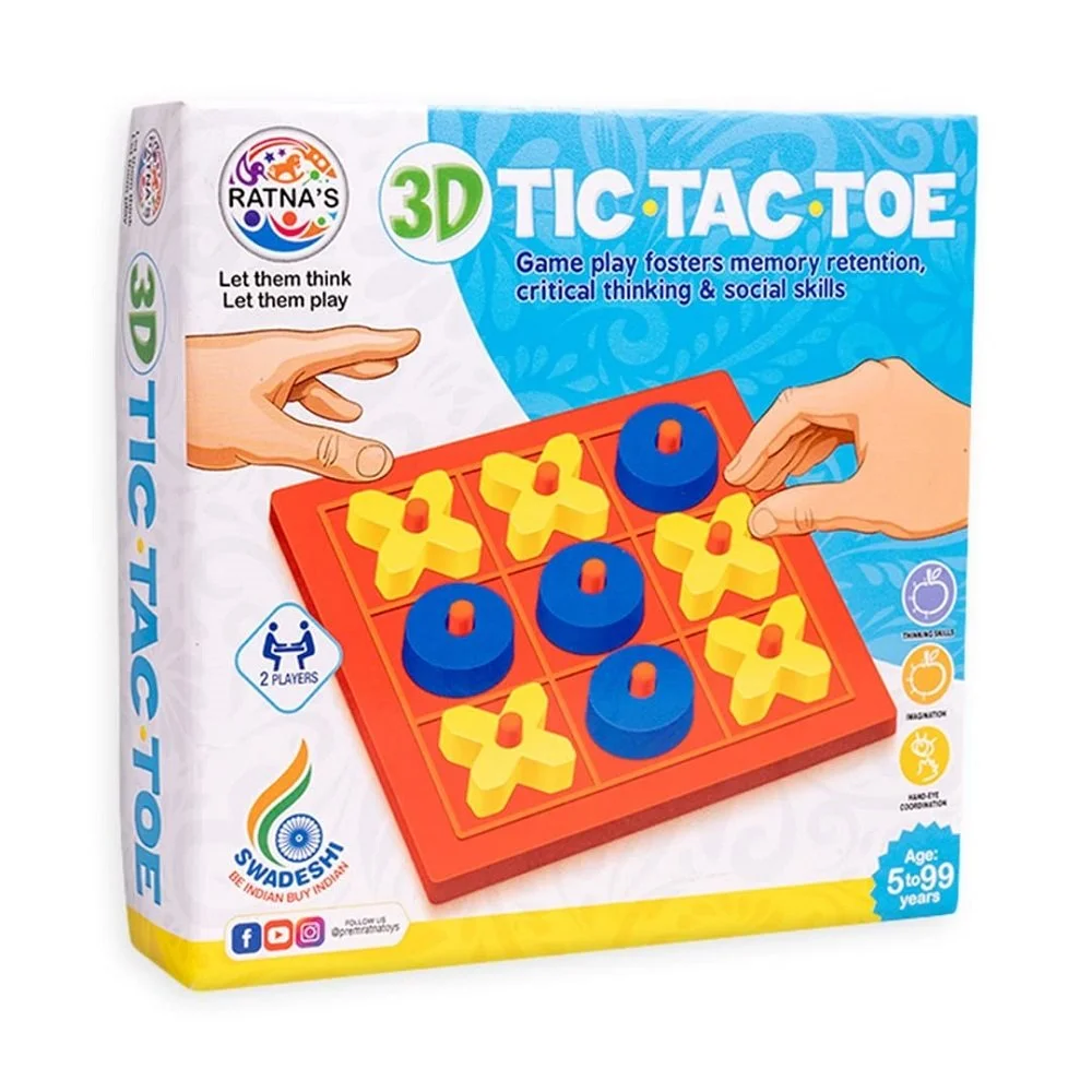 3D tic tac toe 1. Classic Mind Challenge: 3D Tic Tac Toe Board Game Engage in timeless fun with the 3D Tic Tac Toe Classic Board Game – a mind-challenging experience for both kids and adults. This classic game receives a thrilling upgrade with a three-dimensional twist, adding a new layer of strategy and excitement to the beloved Cross & Zero family game. Challenge your mind, outsmart your opponent, and enjoy quality time with friends and family. 2. Interactive Family Fun: 3D Tic Tac Toe for Kids & Adults Gather the family for interactive fun with the 3D Tic Tac Toe Classic Board Game. Whether you're a seasoned player or introducing the game to a new generation, this timeless classic brings everyone together. Watch as kids and adults alike strategize and compete in a friendly battle of wits. Enjoy laughter, bonding, and the satisfaction of mastering this engaging cross and zero board game. 3. Quality Craftsmanship: Durable 3D Tic Tac Toe Set Experience the durability and quality craftsmanship of the 3D Tic Tac Toe Classic Board Game. Crafted with precision, this set ensures lasting enjoyment for countless game nights. The tactile feel of the game pieces and the sturdy construction of the board elevate the overall gaming experience. Invest in a classic that stands the test of time, providing entertainment for the whole family.