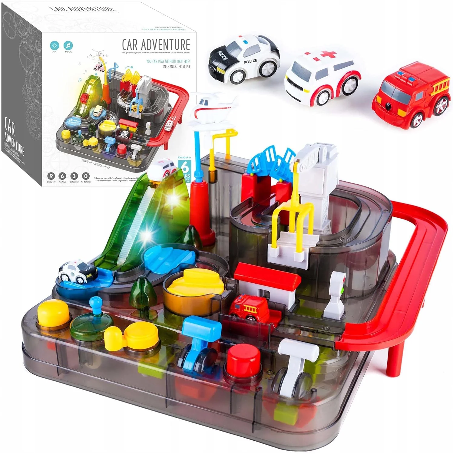 big size car adventure track Giant Transparent Car Adventure Track Toy with Light & Music (Age 3+) - Image 2