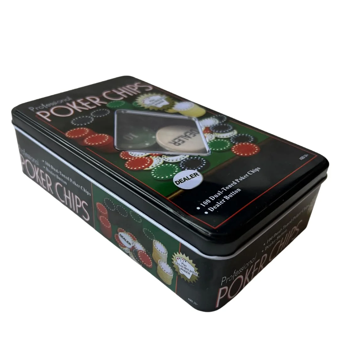 100-Piece Poker Chip Set with Tin Case - Image 3
