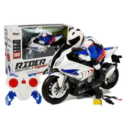 Experience the thrill with our Remote Control Stunt Racing Motorcycle. Watch it perform jaw-dropping 360° spinning action and mesmerizing rotating drift spins. Designed for all-terrain adventures, this toy, with its kid-friendly remote control, is perfect for adventurous boys seeking the ultimate stunt motorcycle experience.