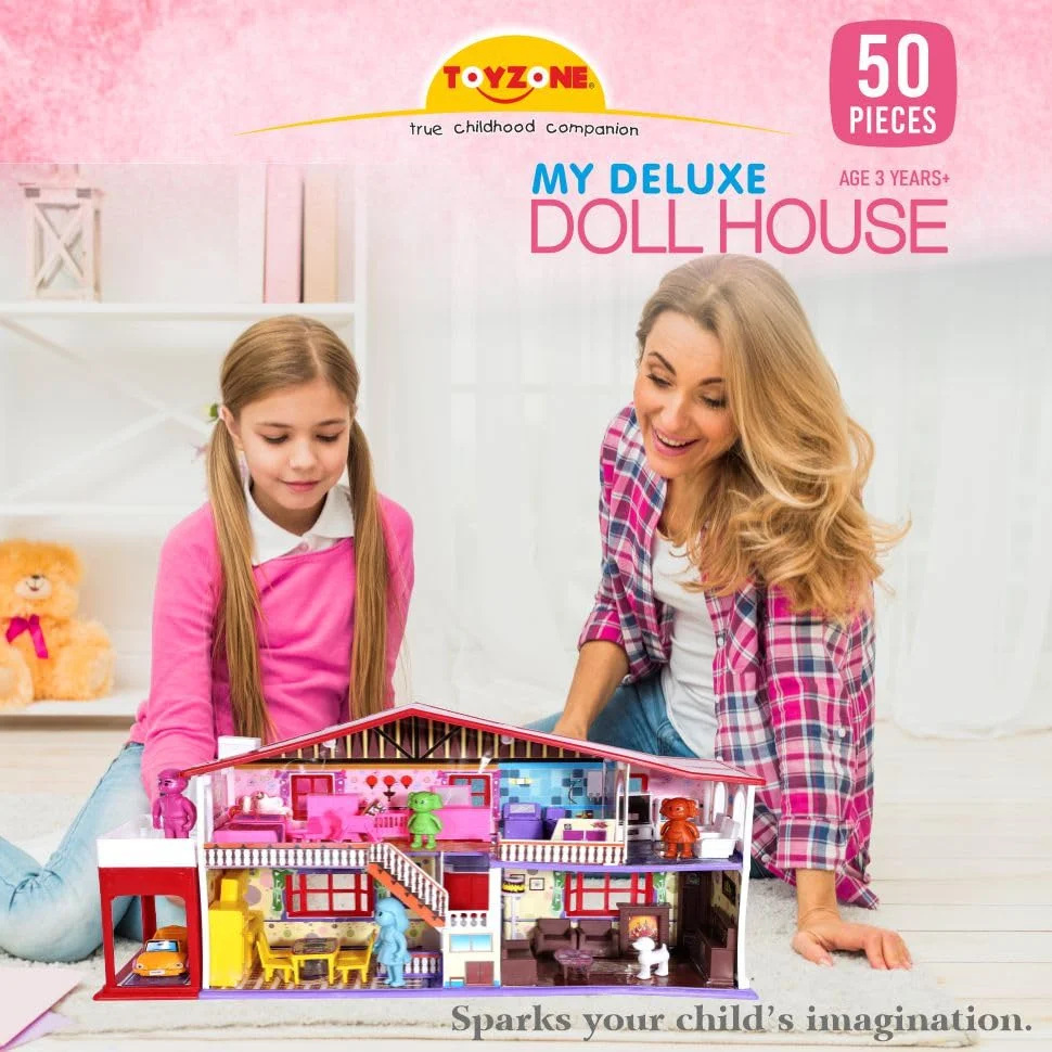 Toyzone My Deluxe Dollhouse (50 pcs)- Spark Imagination & Play! Ages 3+ - Image 4