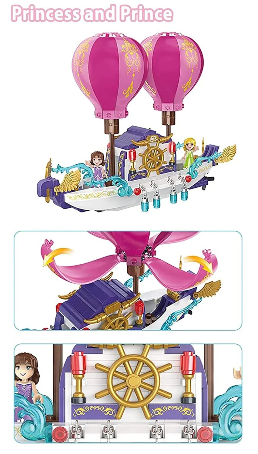 COGO Fairy Girls Magic Cruise Ship Building Set | 358 Pieces Rapunzel Boat Model | Princess Theme | Kids 6+ - Image 6