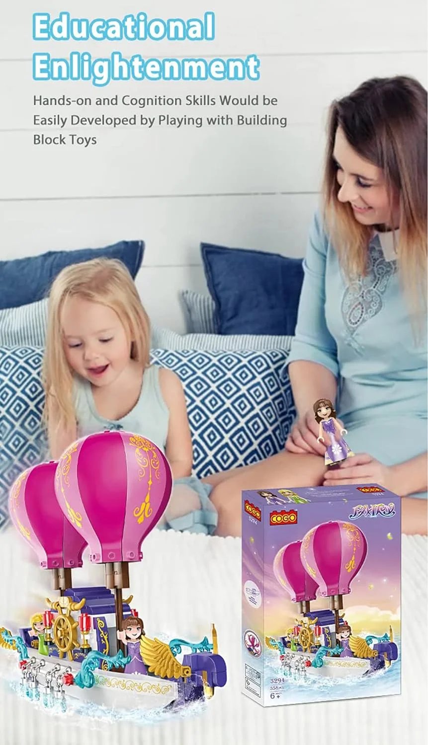 COGO Fairy Girls Magic Cruise Ship Building Set | 358 Pieces Rapunzel Boat Model | Princess Theme | Kids 6+ - Image 10