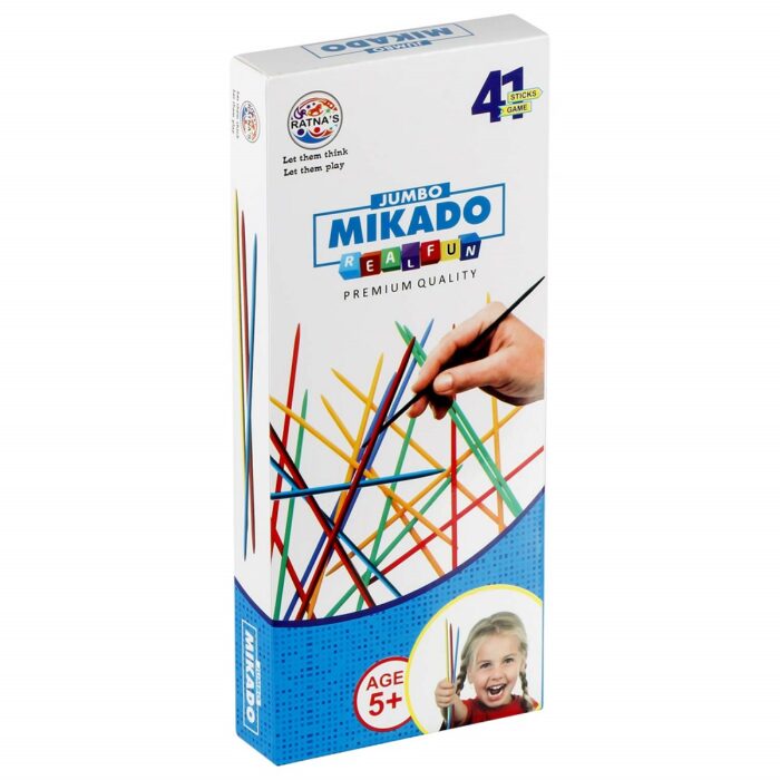 Concentration and Attention Span Building: The Mikado Sticks Jumbo game is crafted with the intention of enhancing concentration and attention span in kids. It encourages focus and strategic thinking during play. Entertaining and Educational: Beyond its educational benefits, the game provides an entertaining experience. It strikes the perfect balance between fun and learning, making it an ideal gift for children. Jumbo-Sized Set: This set features jumbo-sized Mikado sticks, adding an extra level of excitement to the game. The larger size makes it visually appealing and suitable for younger players. Perfect for Birthday Return Gifts: Ratna's Mikado Sticks Jumbo makes for an excellent choice as a birthday return gift. It not only entertains the kids but also contributes to their cognitive development, making it a thoughtful and enjoyable gift option. Versatile Gameplay: The game is easy to learn and suitable for various age groups. It can be played individually or with friends, fostering a spirit of friendly competition and strategic thinking. Contents of the Set: Jumbo-Sized Mikado Sticks Order Your Concentration-Building Game: In conclusion, Ratna's Mikado Sticks Jumbo is more than just a game; it's a tool for cognitive development. Order this engaging and educational set today, and delight the kids at birthday parties with a return gift that promises hours of fun while enhancing their concentration and attention span.