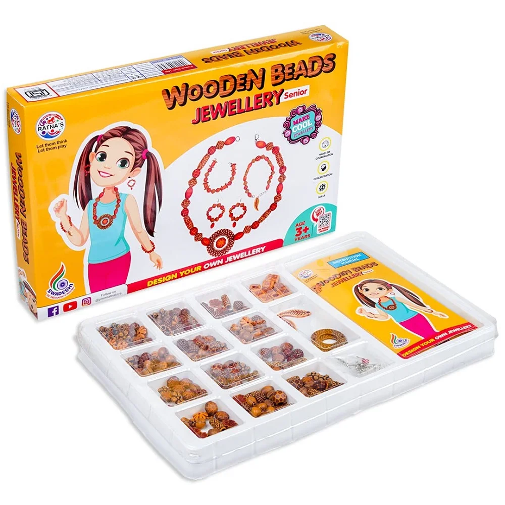 wooden jewellary diy kit RATNA'S Wooden Beads Jewellery Senior - Art & Craft DIY Kit for Girls