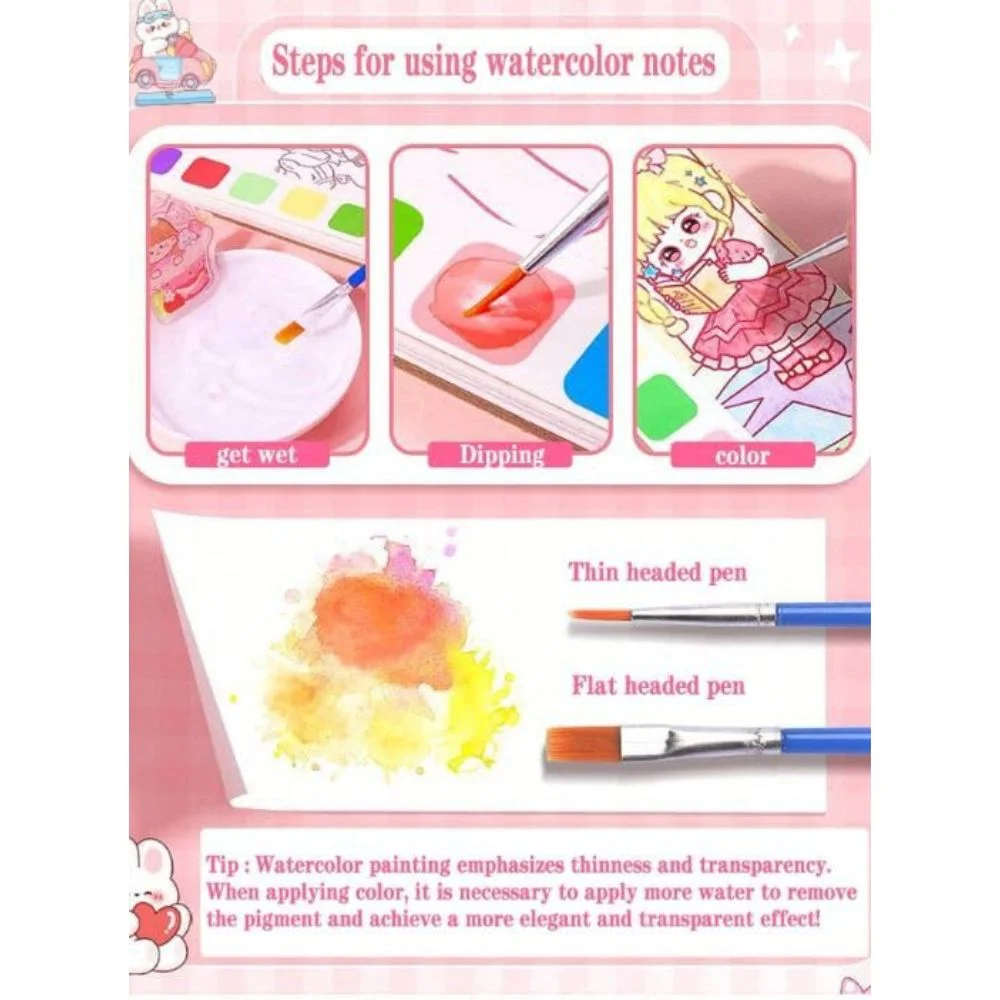Princess Theme 2 in 1 Magic Water color Drawing Book - Image 4