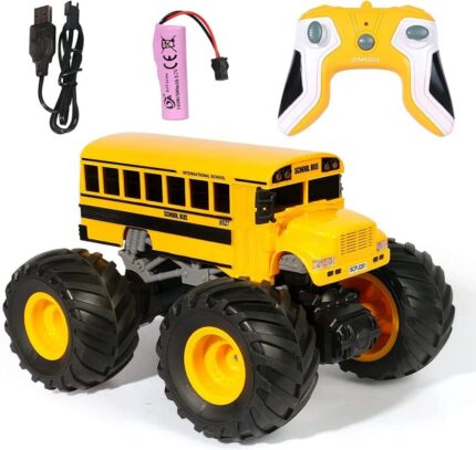 Rc 1:18 School Bus Monster Truck Remote Control Toy Car Big Foot 2.4Ghz Hobby Racing Car With Led High Speed All Terrain Electric Toy Vehicle Stunt Crawler Best Gift For Kids