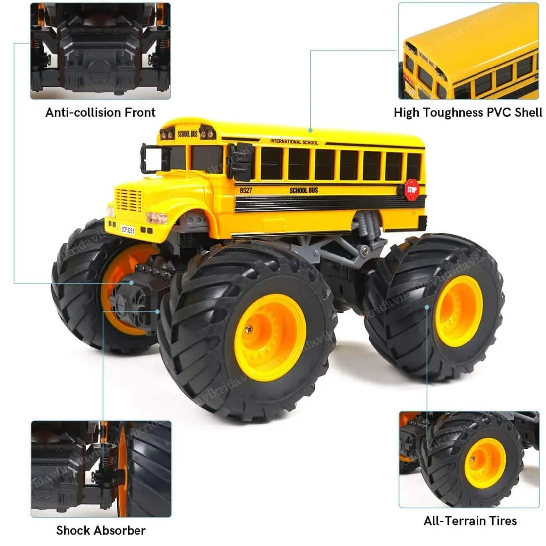 1:18 Scale Big Foot Remote Control School Bus - Image 6