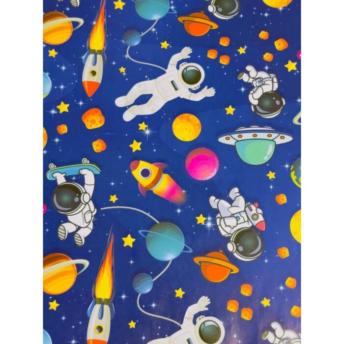 Embark on Cosmic Gifting Adventures with Our Space Theme Gift Wrapping Paper - Pack of 10 Sheets (69cmx48cm) Unveil the wonders of the universe with our Space Theme Gift Wrapping Paper, featuring a stellar pack of 10 sheets, each measuring a generous 69cmx48cm. Celestial Imagination Unleashed: Take your gifts to infinity and beyond with our Space Theme Wrapping Paper. Each sheet is adorned with mesmerizing cosmic designs, sparking the imagination of young recipients. Tailored for Kids' Return Gifts: Designed with little space enthusiasts in mind, our pack of 10 sheets ensures a delightful presentation for every return gift. Make each surprise a cosmic adventure with our space-themed wrapping paper. Versatile Dimensions for Galactic Gifts: Measuring 69cmx48cm, our sheets offer expansive coverage for a range of gifts. From small treasures to larger surprises, our Space Theme Gift Wrapping Paper is crafted to suit every occasion. Durable and High-Quality Craftsmanship: Crafted from high-quality materials, our wrapping paper guarantees durability and a premium touch. Elevate your gift-giving experience with beautifully wrapped presents that transport recipients into the cosmic realm. Create Stellar Celebrations: Whether it's a birthday bash or a space-themed party, our Space Theme Gift Wrapping Paper adds an extra layer of excitement to your gift-giving. Make every celebration stellar with ShopBefikar's cosmic wrapping paper. Embark on a celestial journey with our Space Theme Gift Wrapping Paper. Order your pack of 10 sheets today and transform your gifts into cosmic wonders!