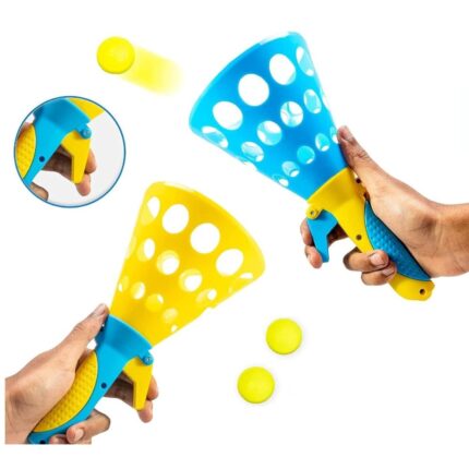 Click and Catch Twin Ball Launcher Game with 3 Balls Indoor Outdoor Toy Set, Pop & Catch Ball Play Fun Boys & Girls