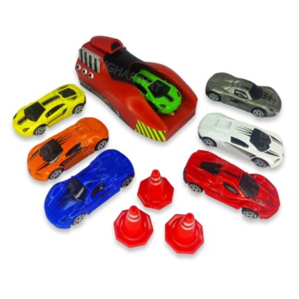 rapid car launcher play set with 7 metal cars