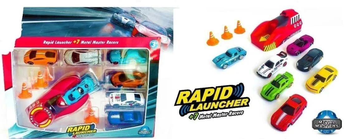 Rapid Launcher Play Set Toy with 7 Die Cast Metal Car - Image 3