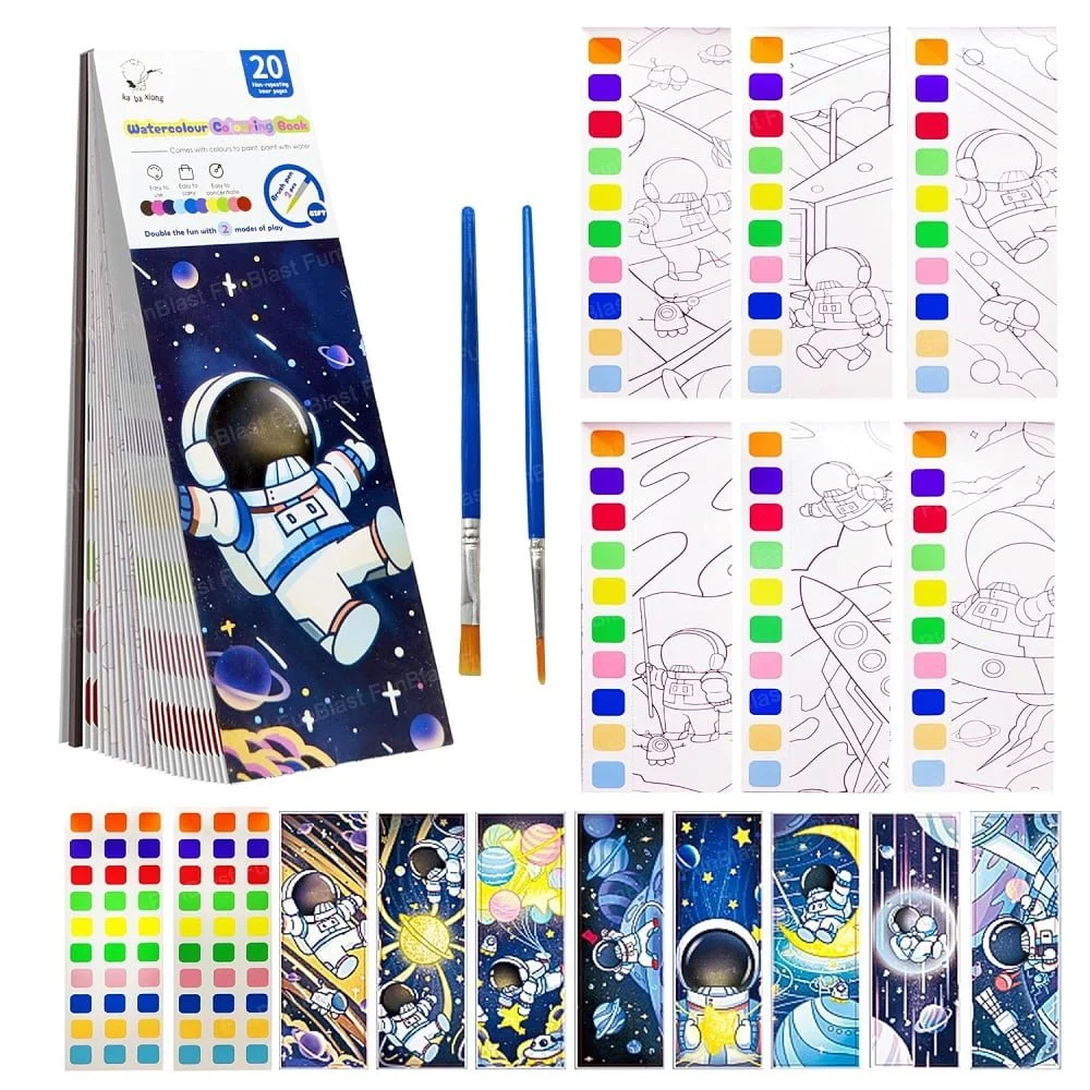 2 in 1 Painting and Drawing Book with Paint Brush