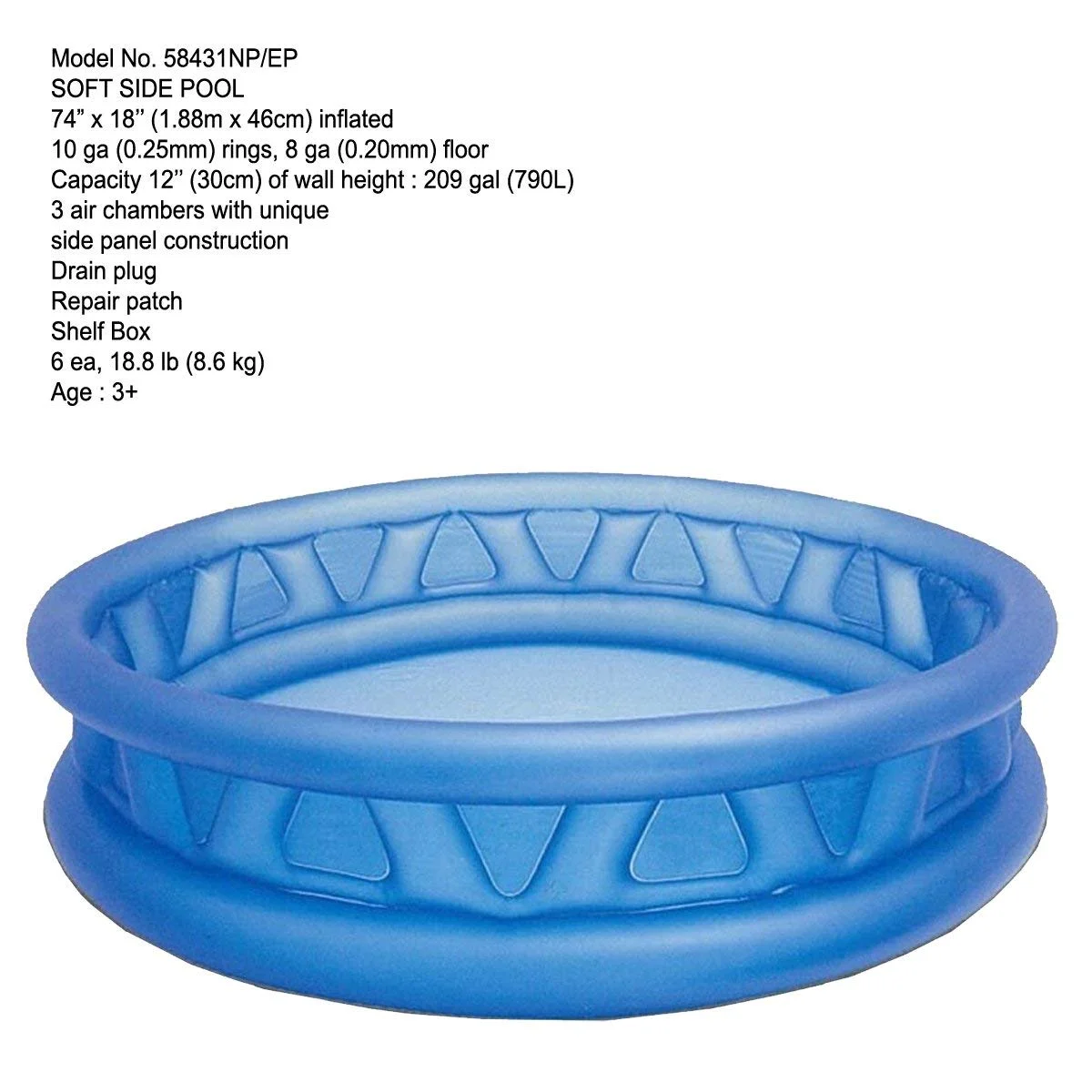Intex 6 Feet Round Kiddie Pool (Blue) - Image 3