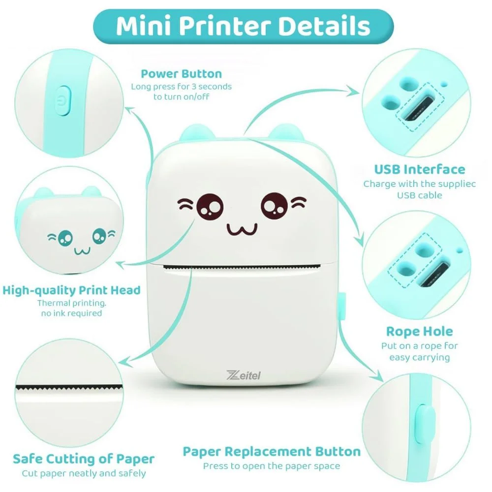 Mini Thermal Printer - Inkless Pocket Printer for Photos, Lists, Labels & More (Bluetooth) - Image 3