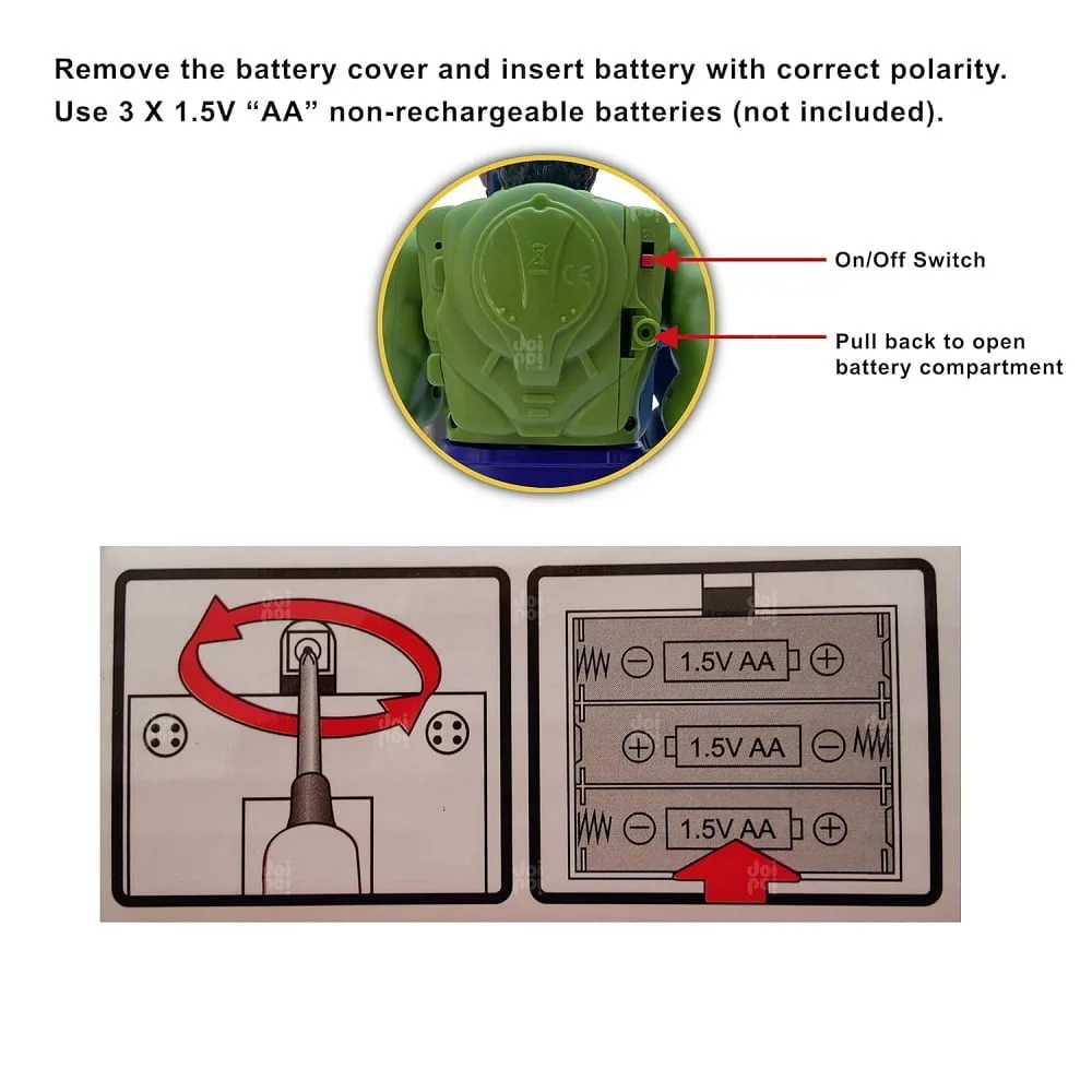 Hulk Walking Toy with Lights, Sounds, and Projection (9.5 inch) - Image 5