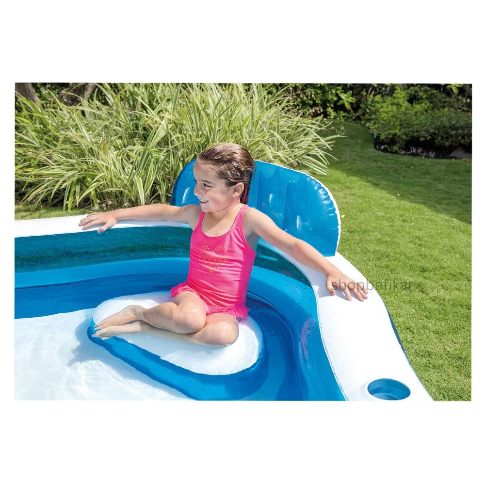 Intex Family Lounge Inflatable Pool | 90" x 90" Kids & Family Pool | Built-in Seats | 3+ Years | Summer Outdoor Fun - Image 2