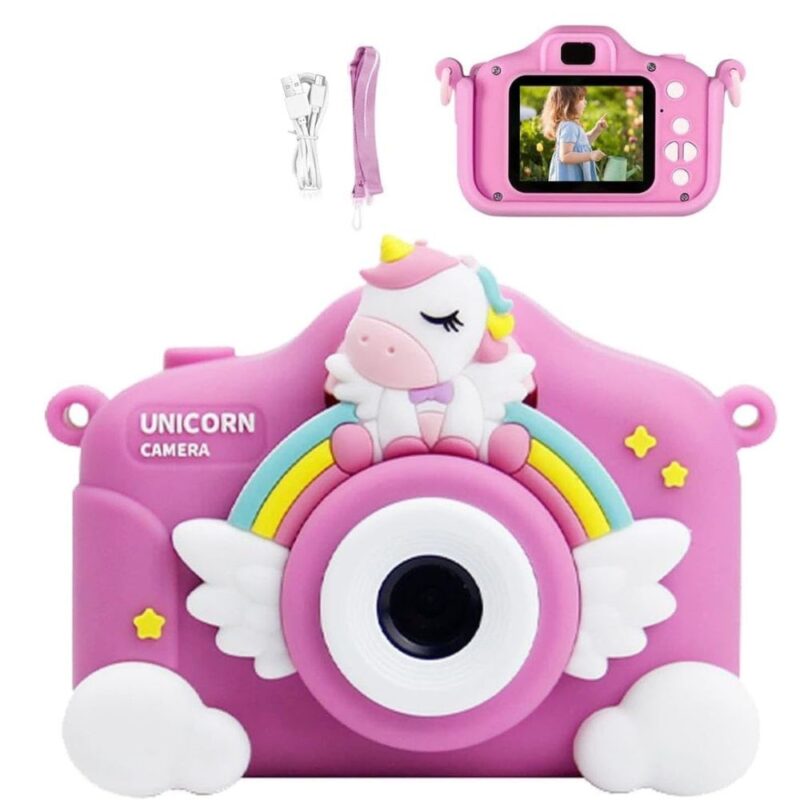 Buy Kids Digital Camera with Unicorn Cover in India | 2-Inch Dual Lens Camera | Shopbefikar