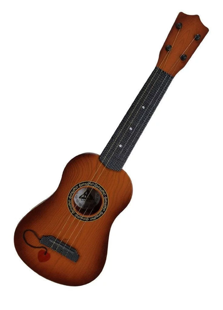 Wooden-Look Plastic Guitar Toy for Kids (4-String, Brown) - Image 5