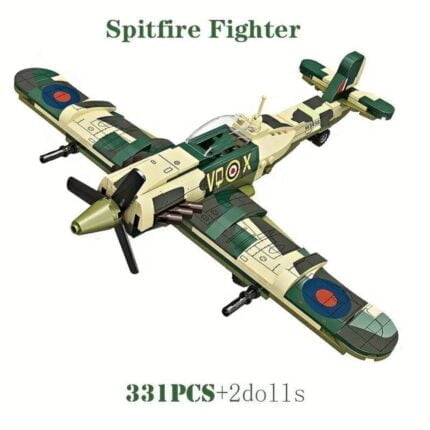 331pcs Military Spitfire Aircraft Model Building Set | Educational Toy for Kids