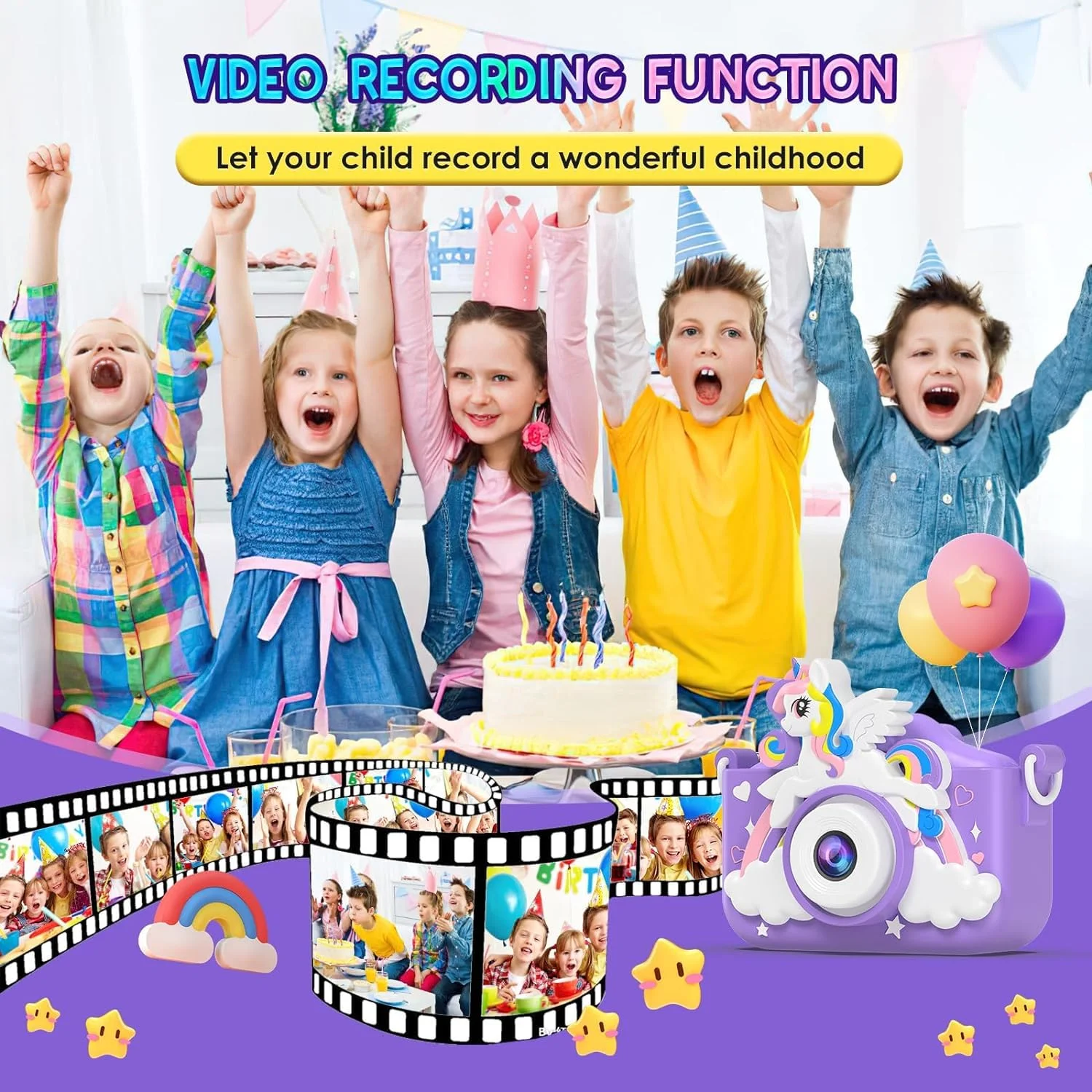 Digital Camera For Kids With Purple Unicorn Silicone Cover - Image 3