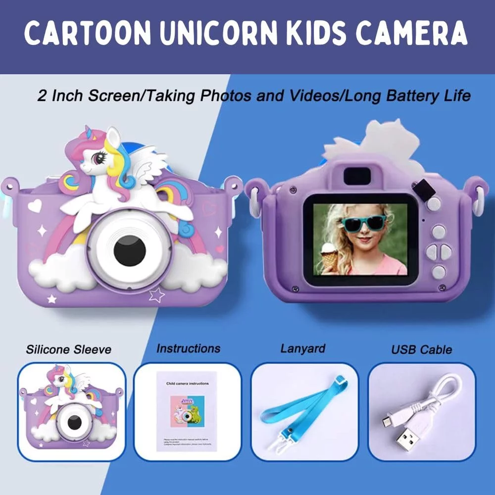 Digital Camera For Kids With Purple Unicorn Silicone Cover - Image 5