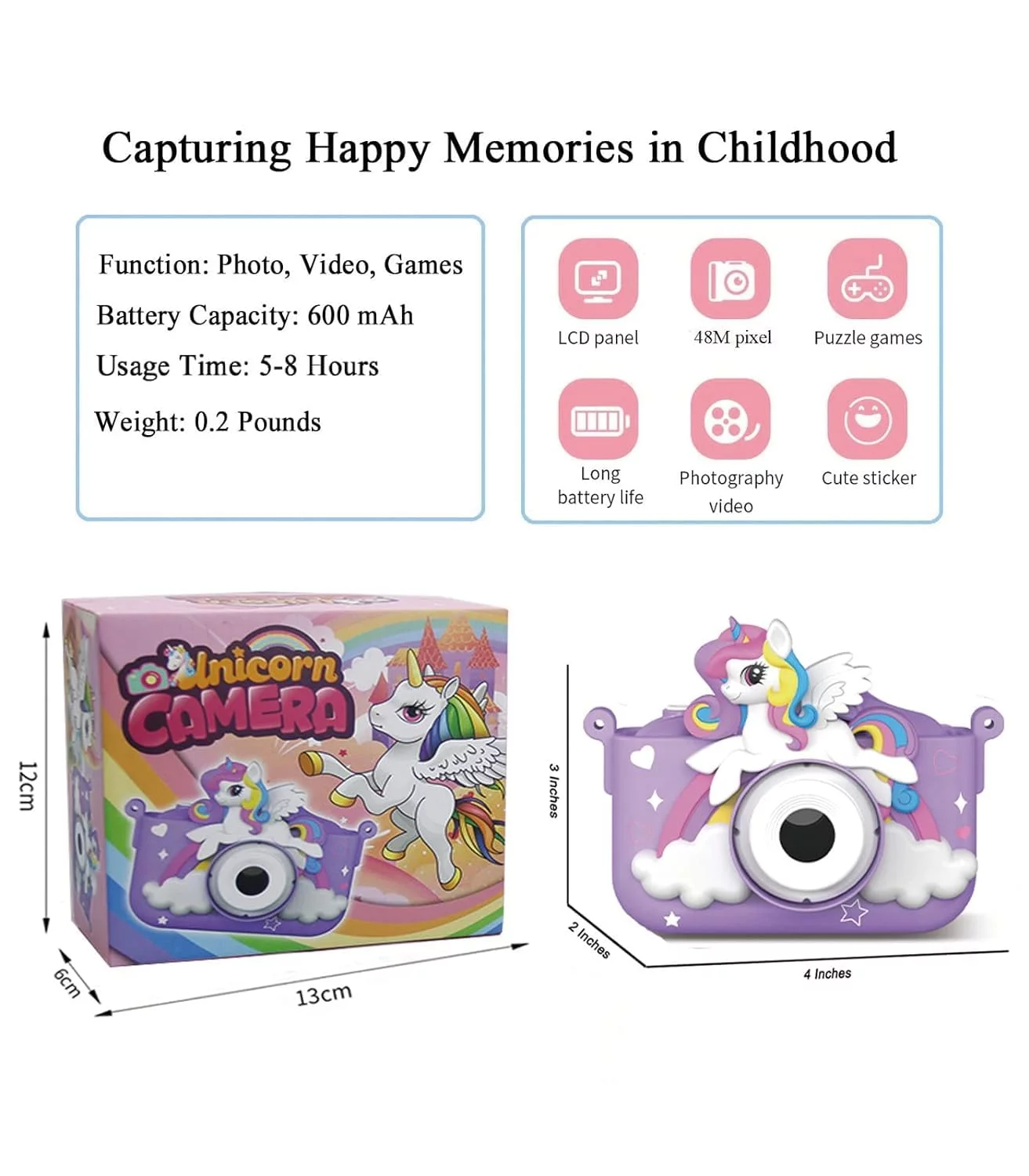 Digital Camera For Kids With Purple Unicorn Silicone Cover - Image 6