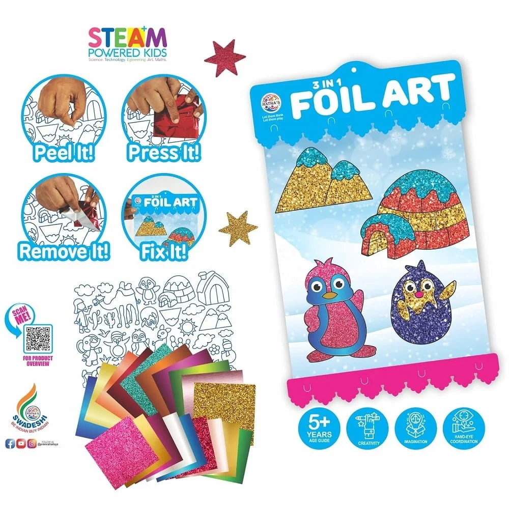 RATNA'S 3 in 1 Foil Art DIY Activity Kit - Image 2