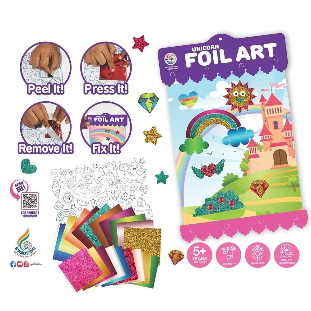 RATNA's DIY Unicorn Foil Art Kit - Create Magical Foil Art (Ages 5+) - Image 3