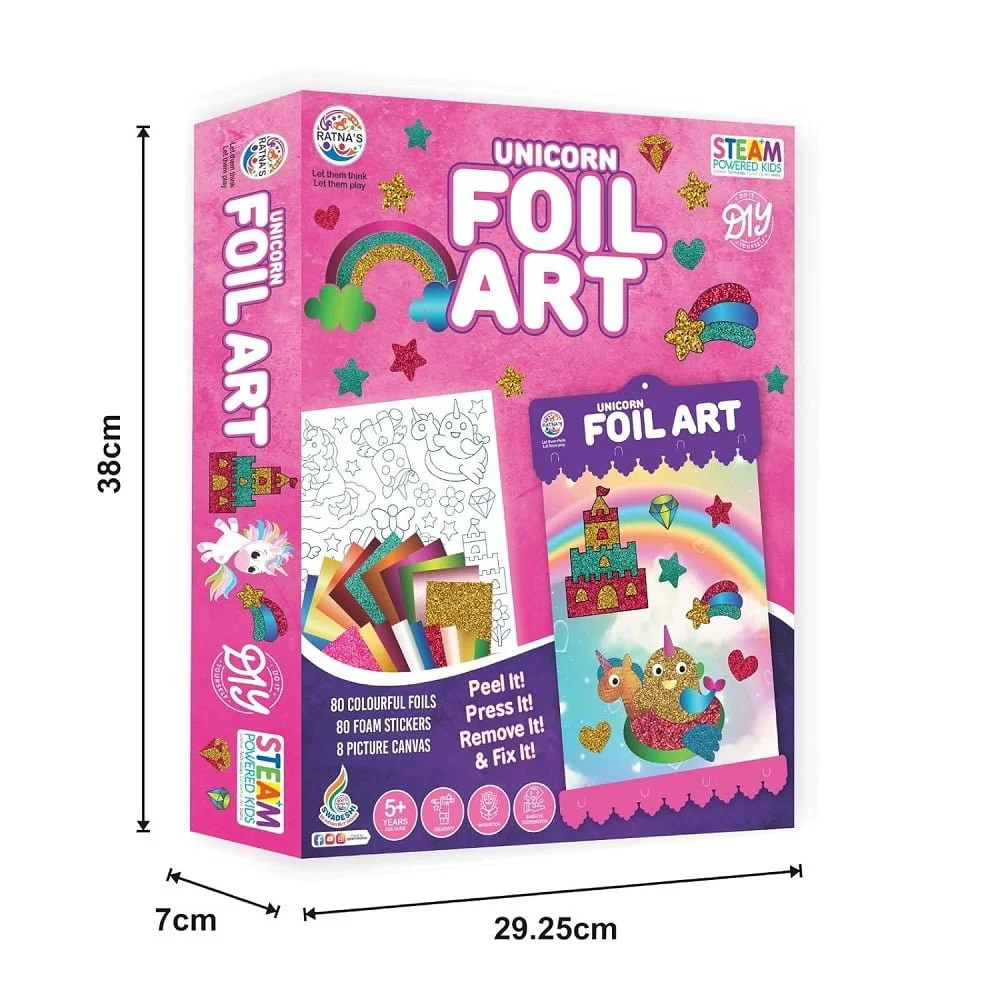 RATNA's DIY Unicorn Foil Art Kit - Create Magical Foil Art (Ages 5+) - Image 4