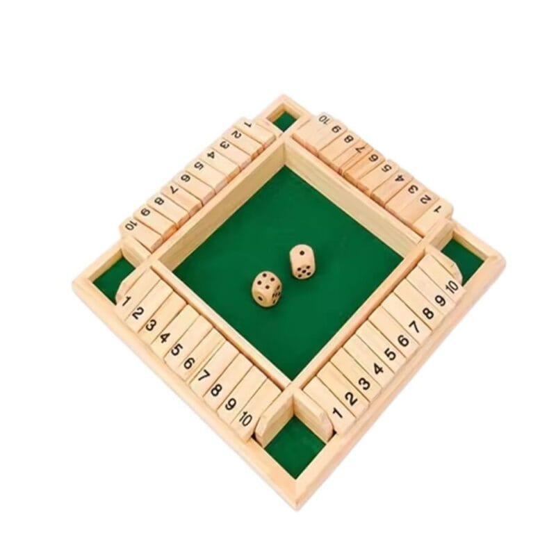 Big Size Shut The Box Dice Game for Kids & Family | 4 Player Wooden Math Learning Board Game | Educational Tabletop Game | Shopbefikar India